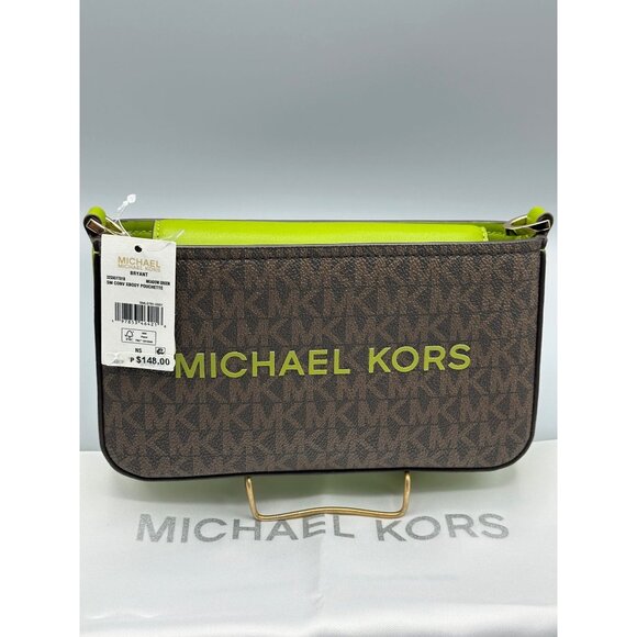 Michael Kors Bryant Meadow Green Small Contrast Convertible Crossbody Pouchette - Picture 10 of 16